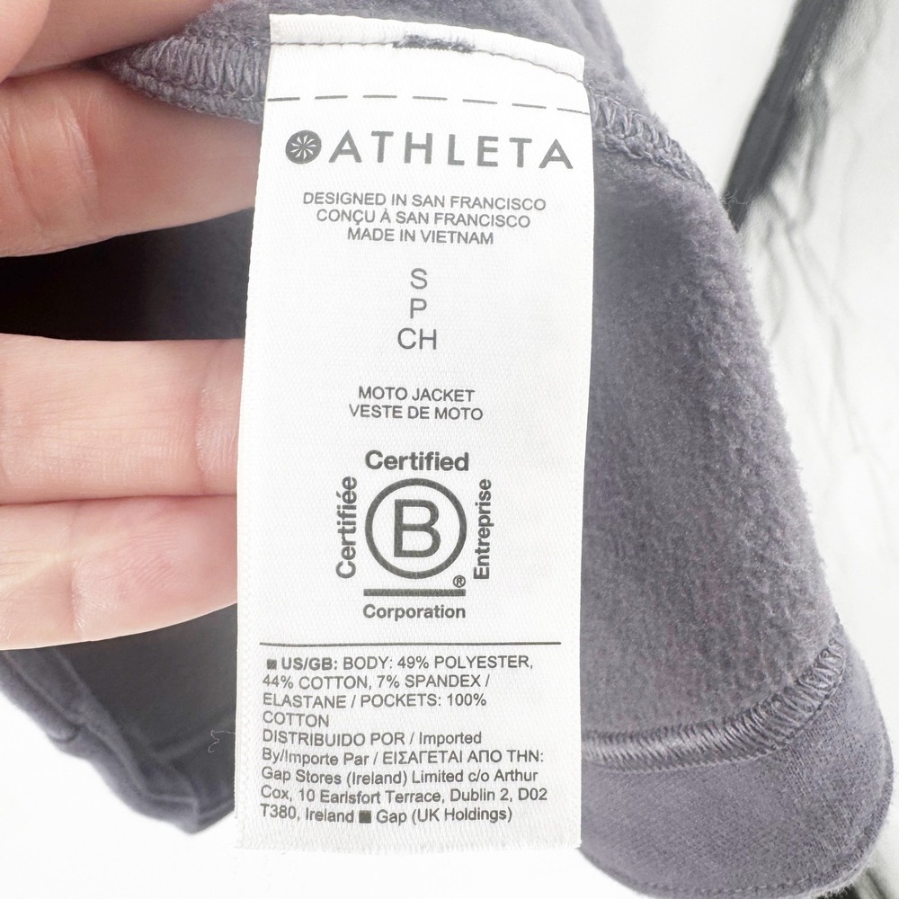 Athleta Moto Jacket Purple Asymmetrical Zip Quilted Fleece SMALL - Picture 4 of 6